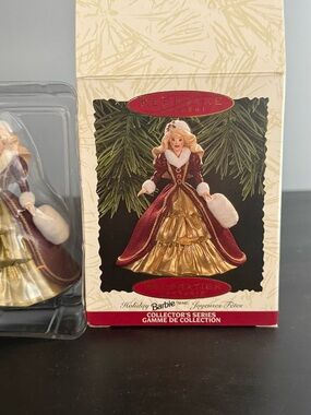Barbie Holiday Ornament in Burgundy, Gold, White